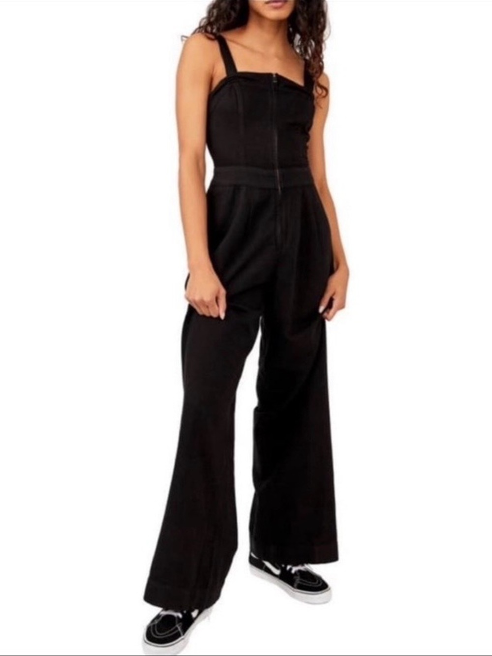 Free Peoppe Call on Me Black Sleeveless Wide-Leg Jumpsuit with Front Zip - Picture 5 of 5